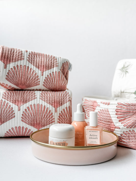 Cosmetic Bag, Leaf, Pink *ON PRE ORDER - STOCK EXPECTED 8.12.25*