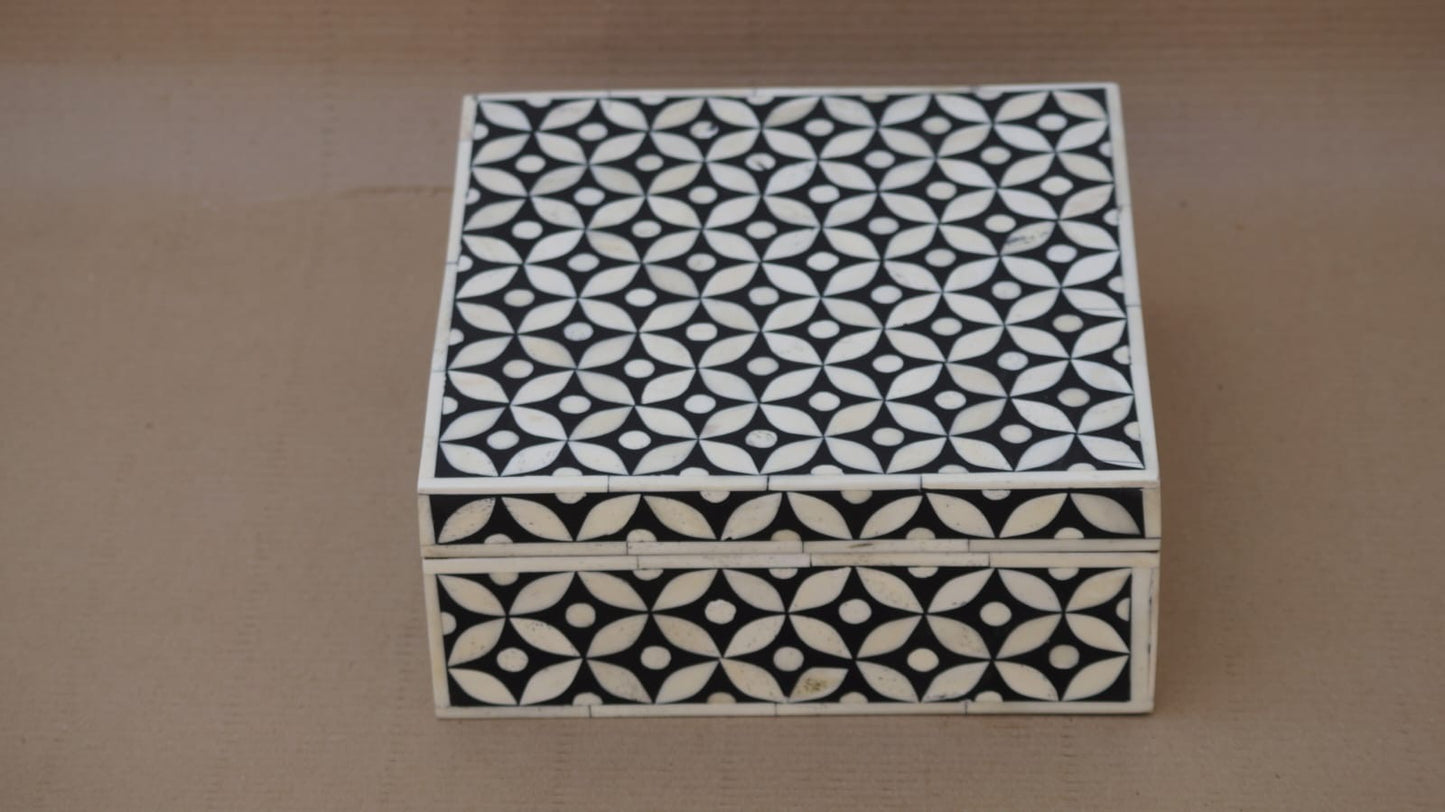 Keepsake Box, Extra Large, Bone Inlay, Katong, Black