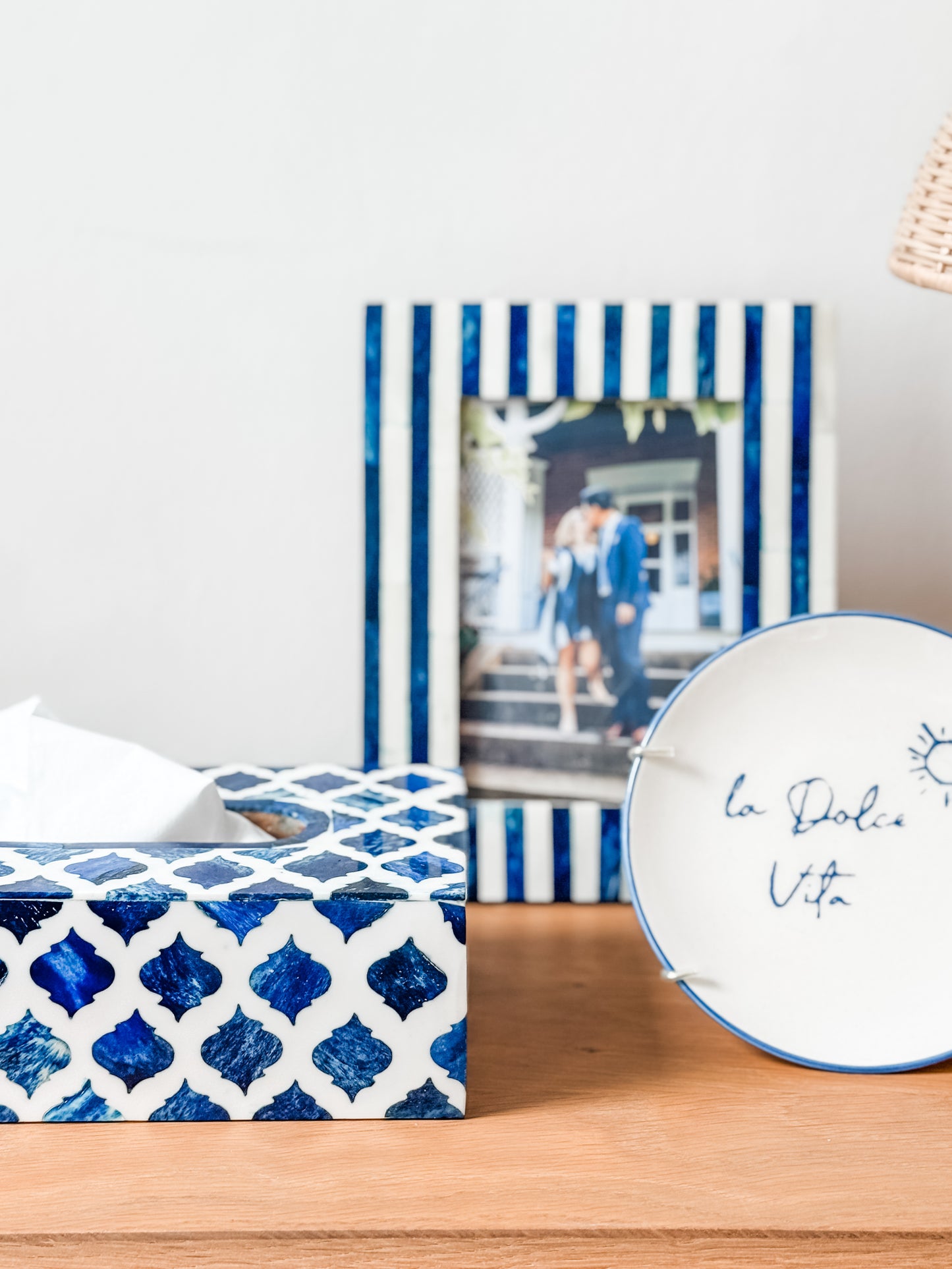 Keepsake Box Large, Bone Inlay, Haji, Blue Bone