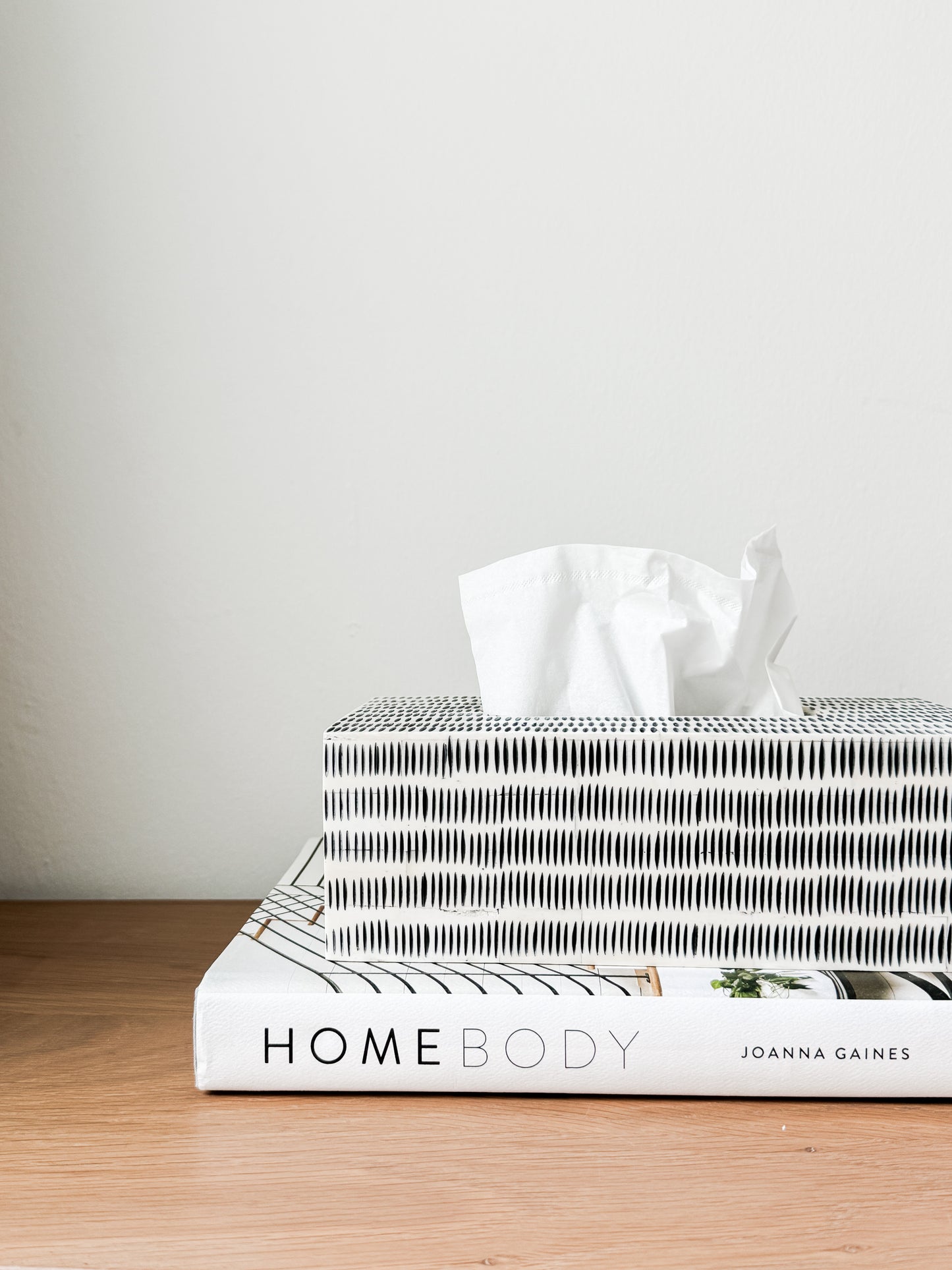 Tissue Box, Bone Inlay on acacia wood, Dempsey, Black