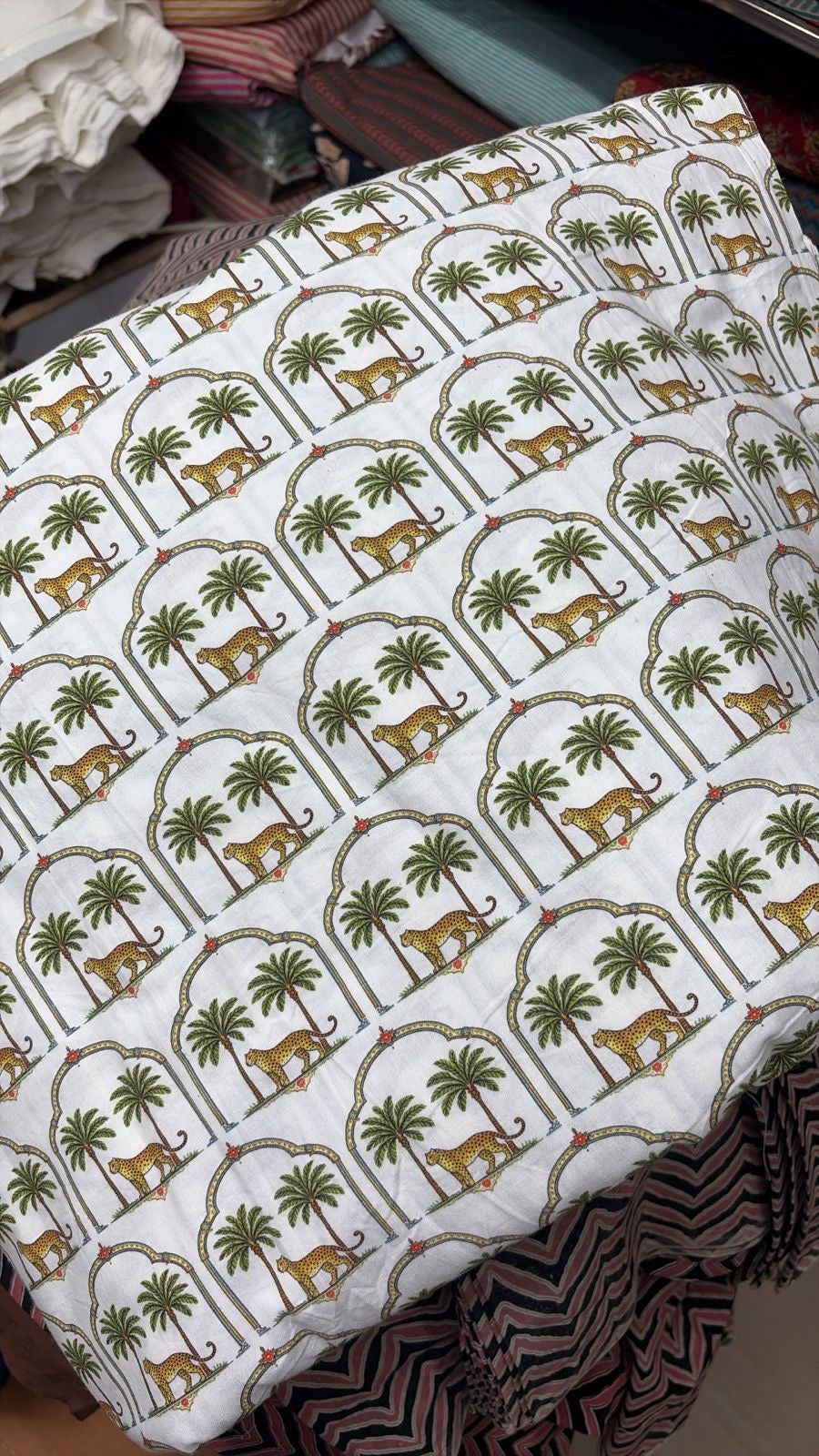 Tote Bag, Leopard Palm in Green