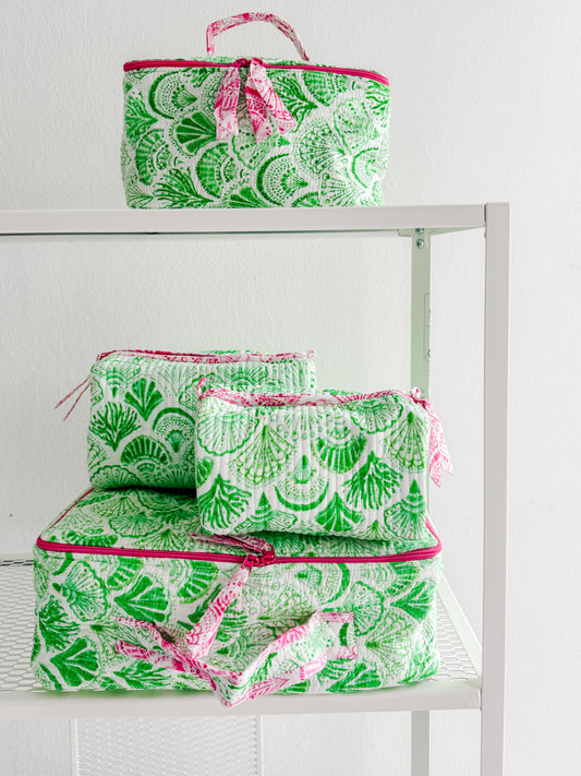 Cosmetic Bag, Shell, Green