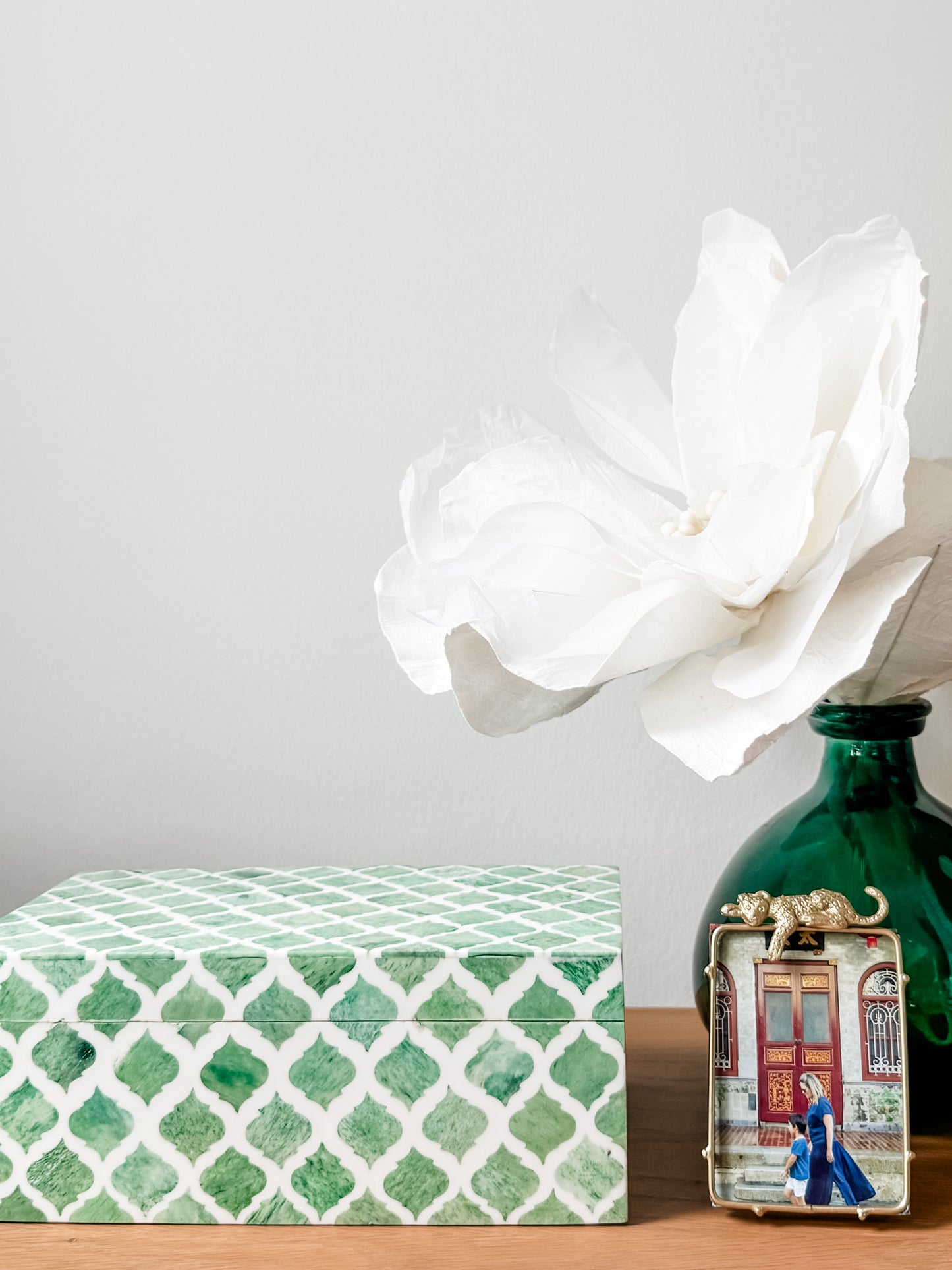 Keepsake Box Large, Bone Inlay, Haji, Green Bone