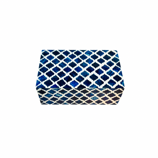 Keepsake Box Large, Bone Inlay, Haji, Blue Bone