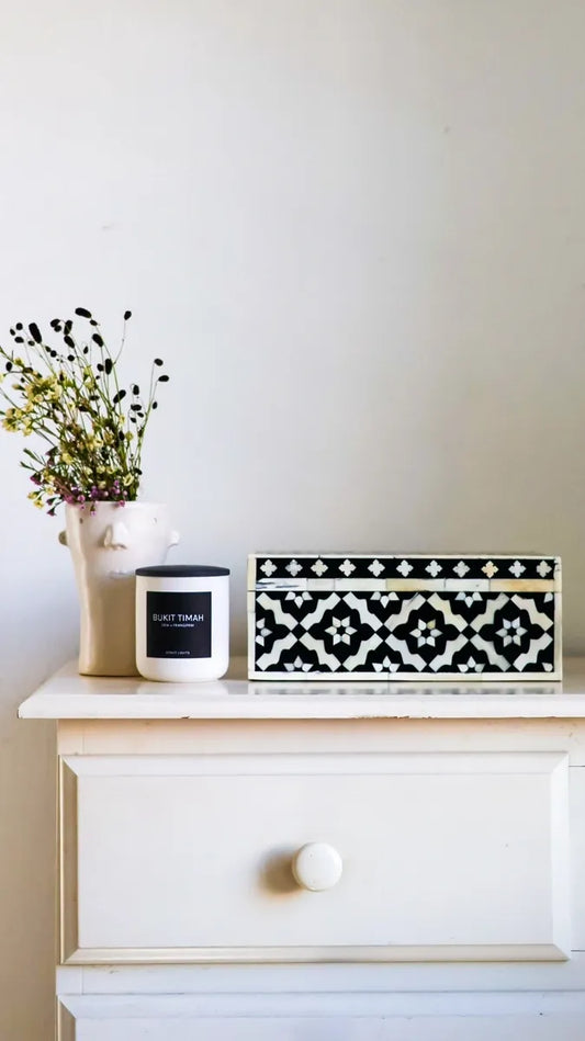 Keepsake Box Large, Bone Inlay, Kranji, Black