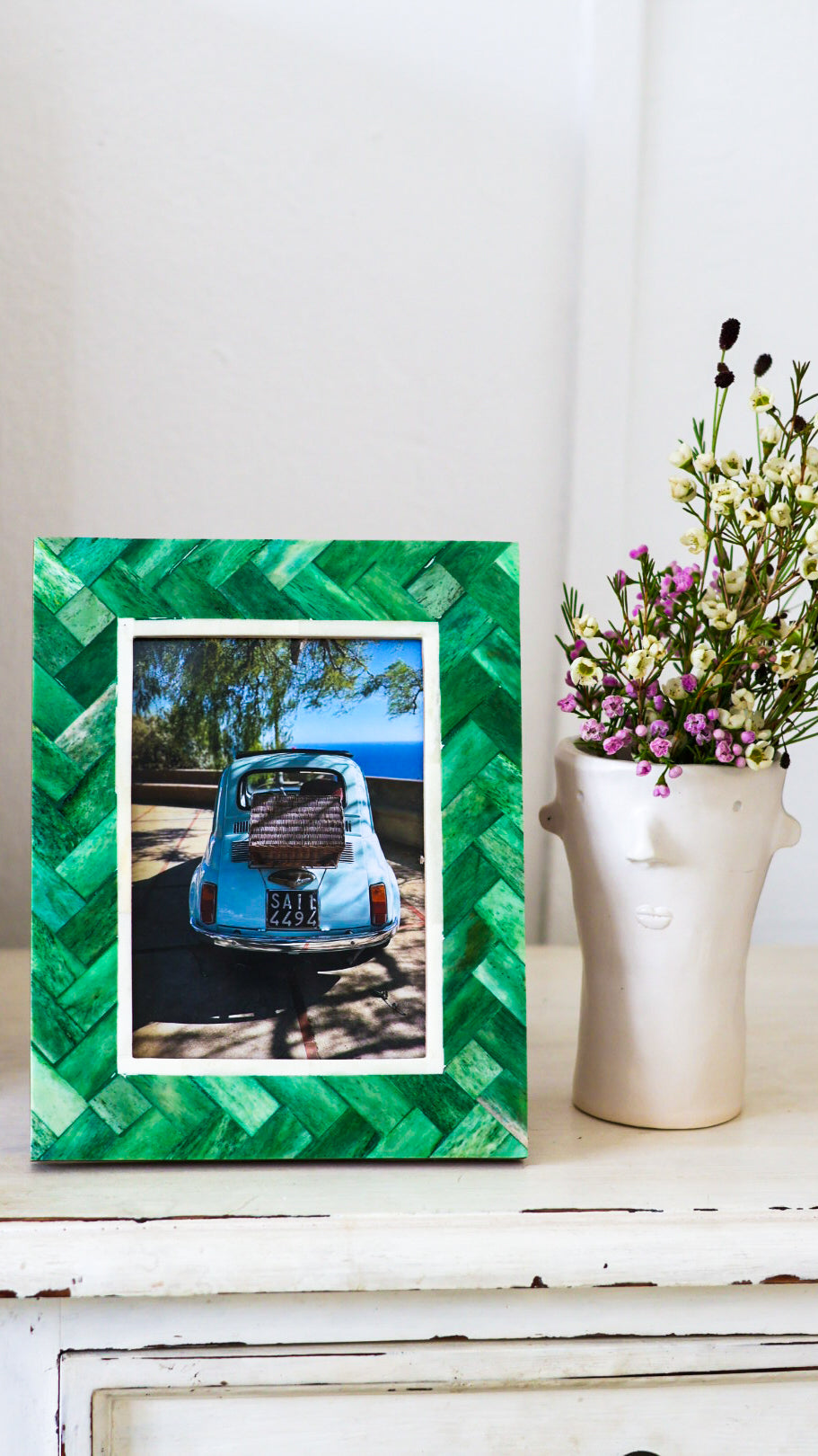 Photo Frame, Bone Inlay, Tanglin, Green Bone