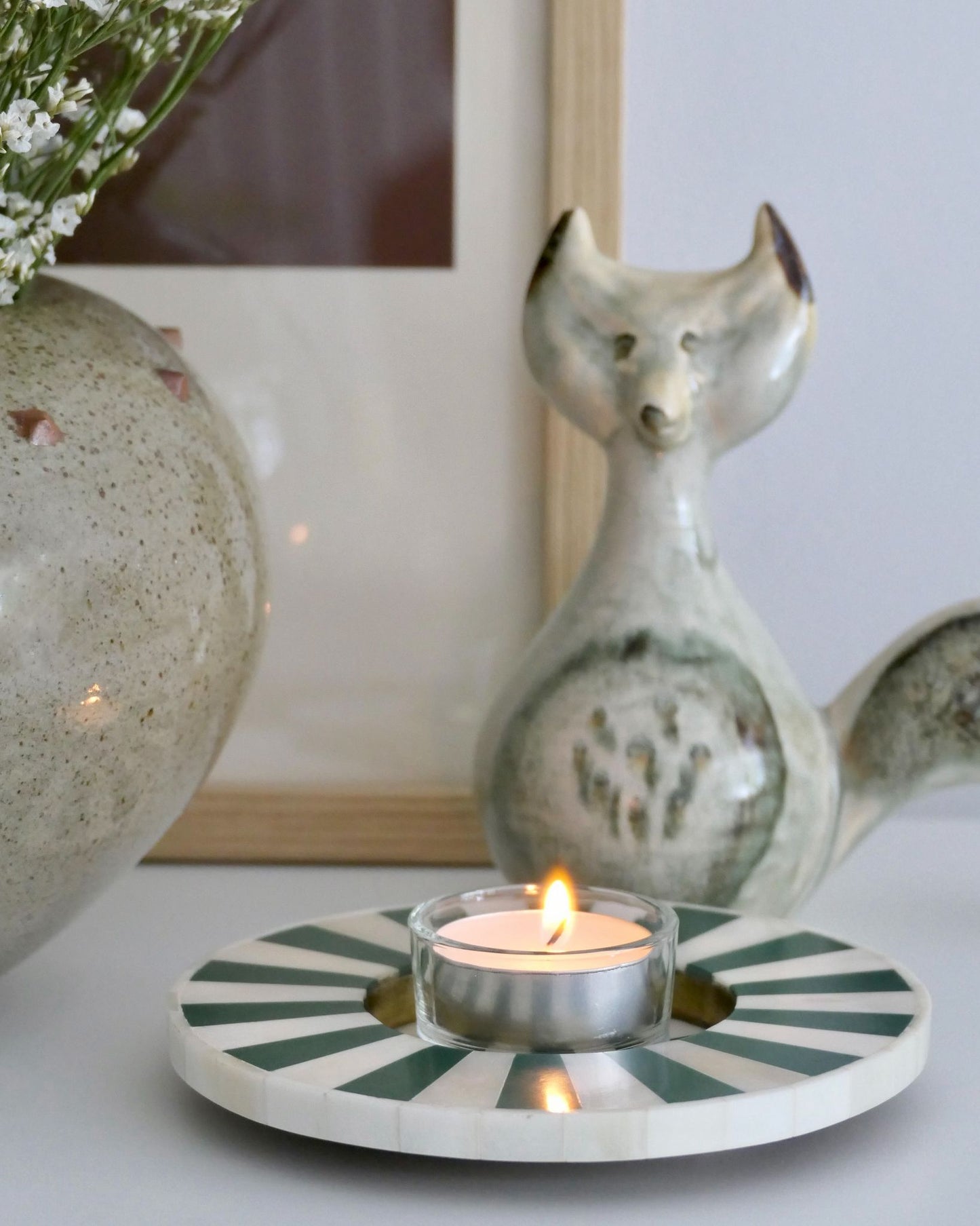 Tea Light Holders, Bone Inlay, Stripe, Various