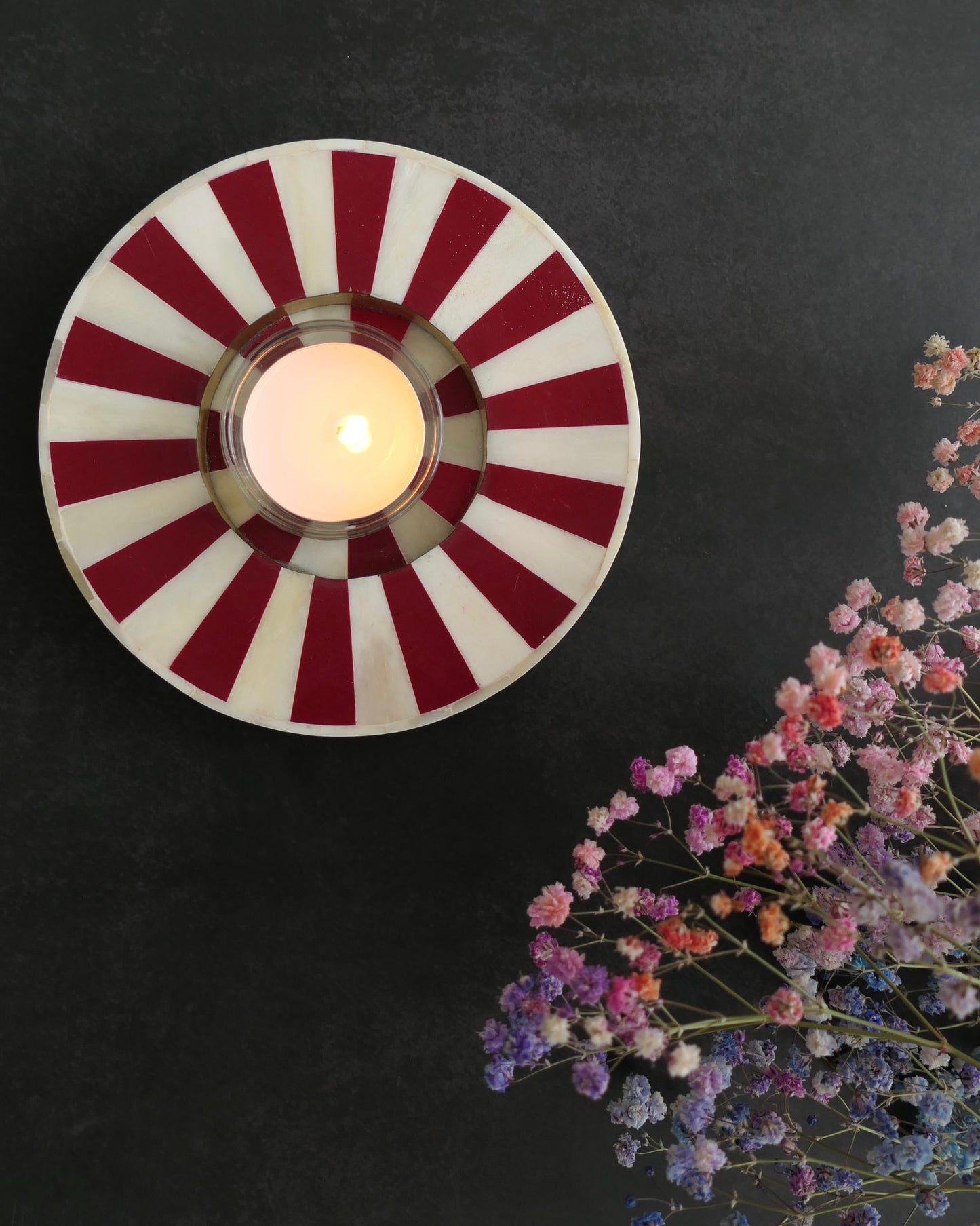 Tea Light Holders, Bone Inlay, Stripe, Various