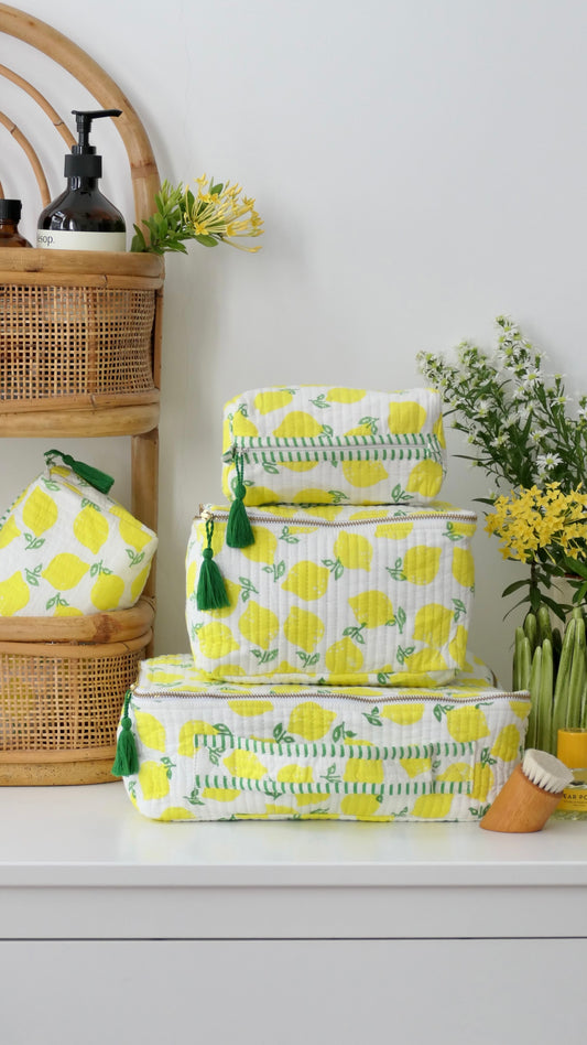 Cosmetics Bag, Lemon, Yellow