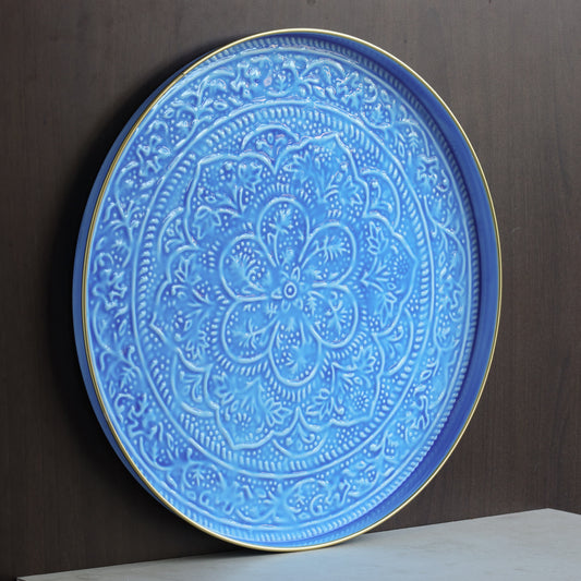 Enamel tray large blue