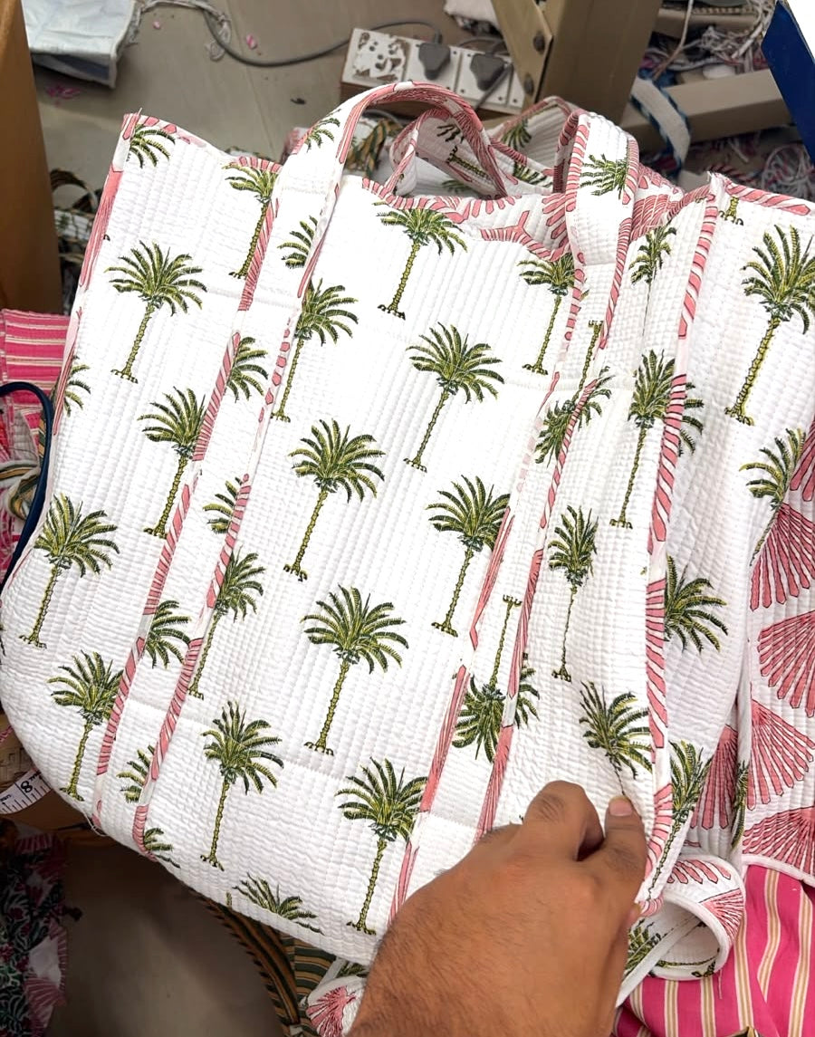 Tote Bag, Palm in Green