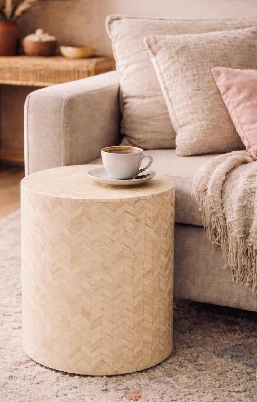 Furniture, Bone Inlay, Side Table, Atoa, Natural