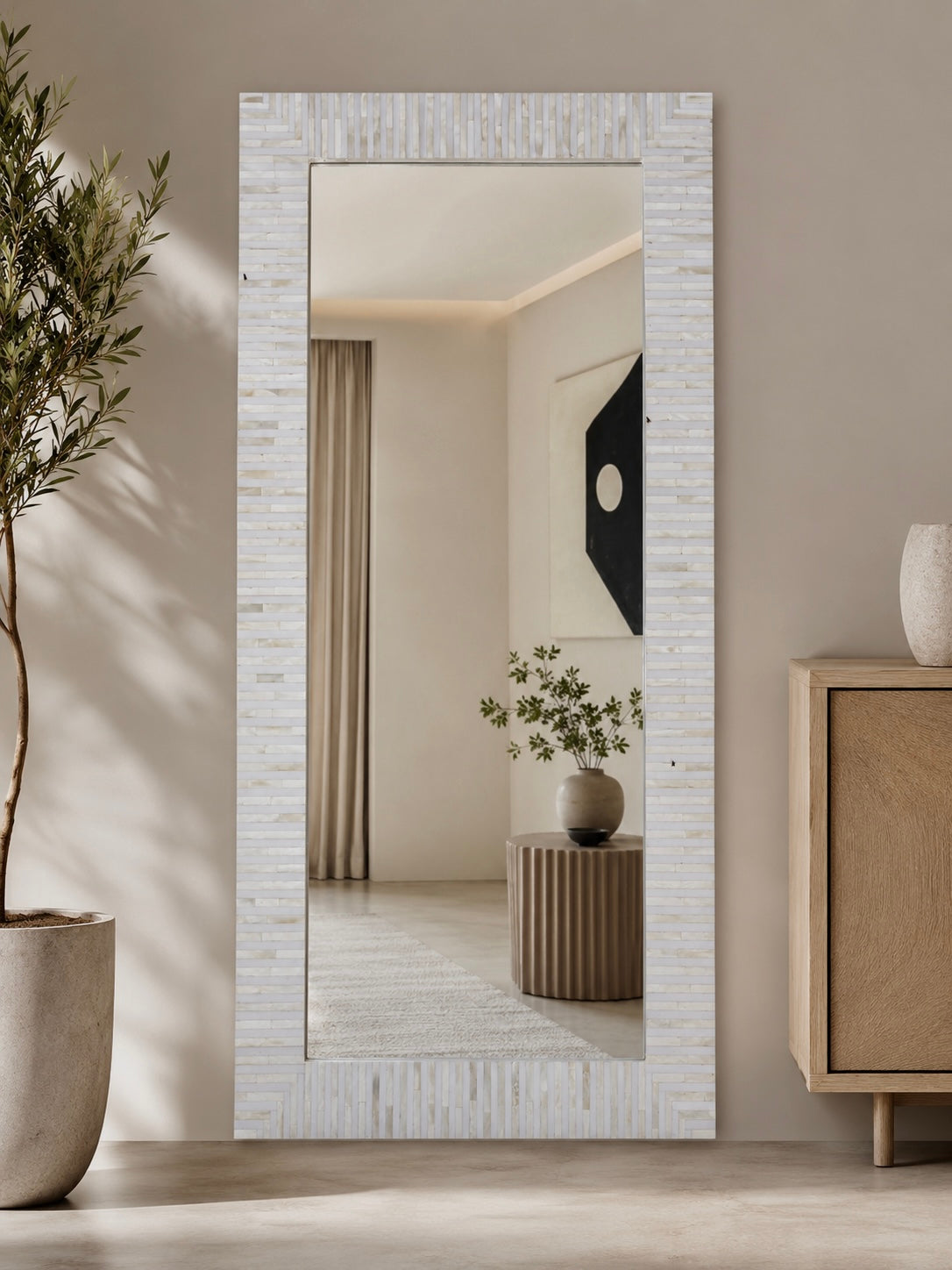 Furniture, Bone Inlay, Mirror, Jewel, White
