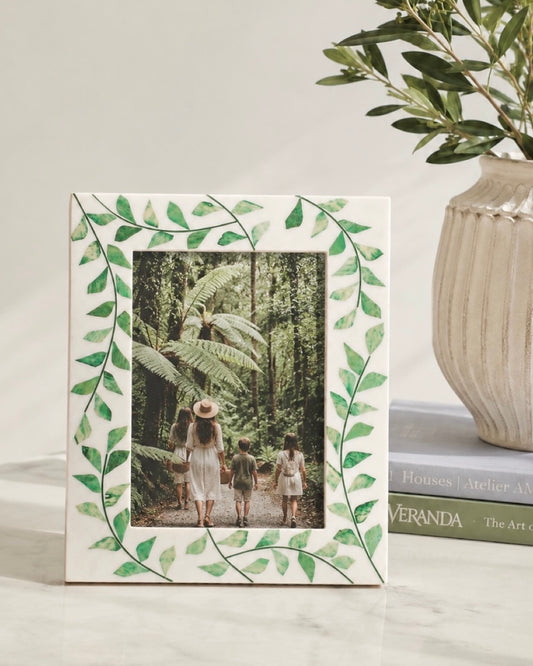 Photo Frame, Bone Inlay, Vine, Green