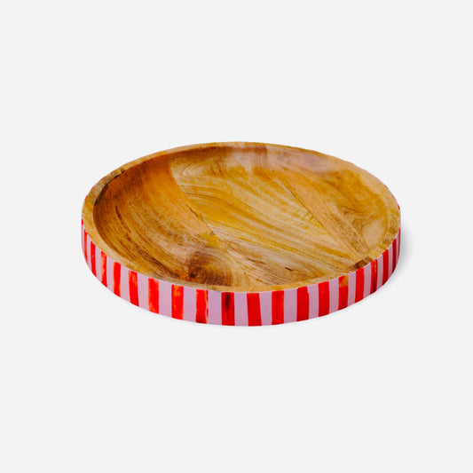 Tray, Mango Wood, Bone Inlay, Jewel, Red and Pink