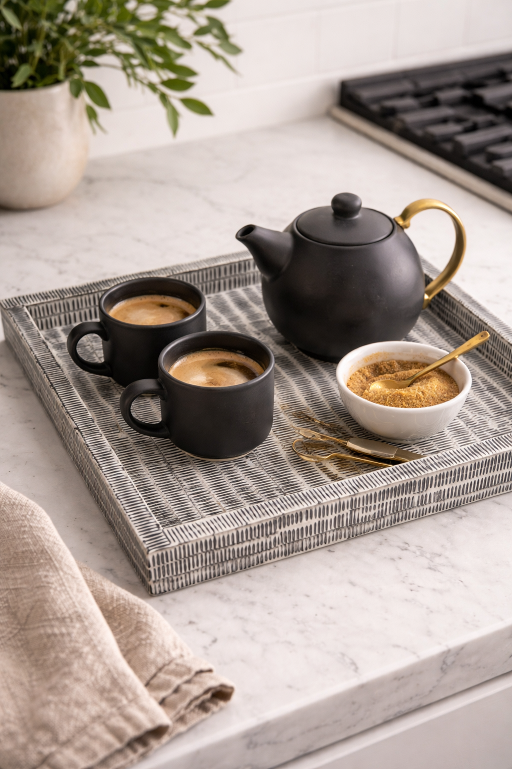 Tray, Square, Bone Inlay, Dempsey, Black