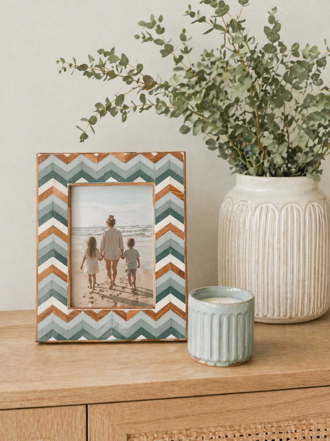 Photo Frame, Bone Inlay, Kusu, Green