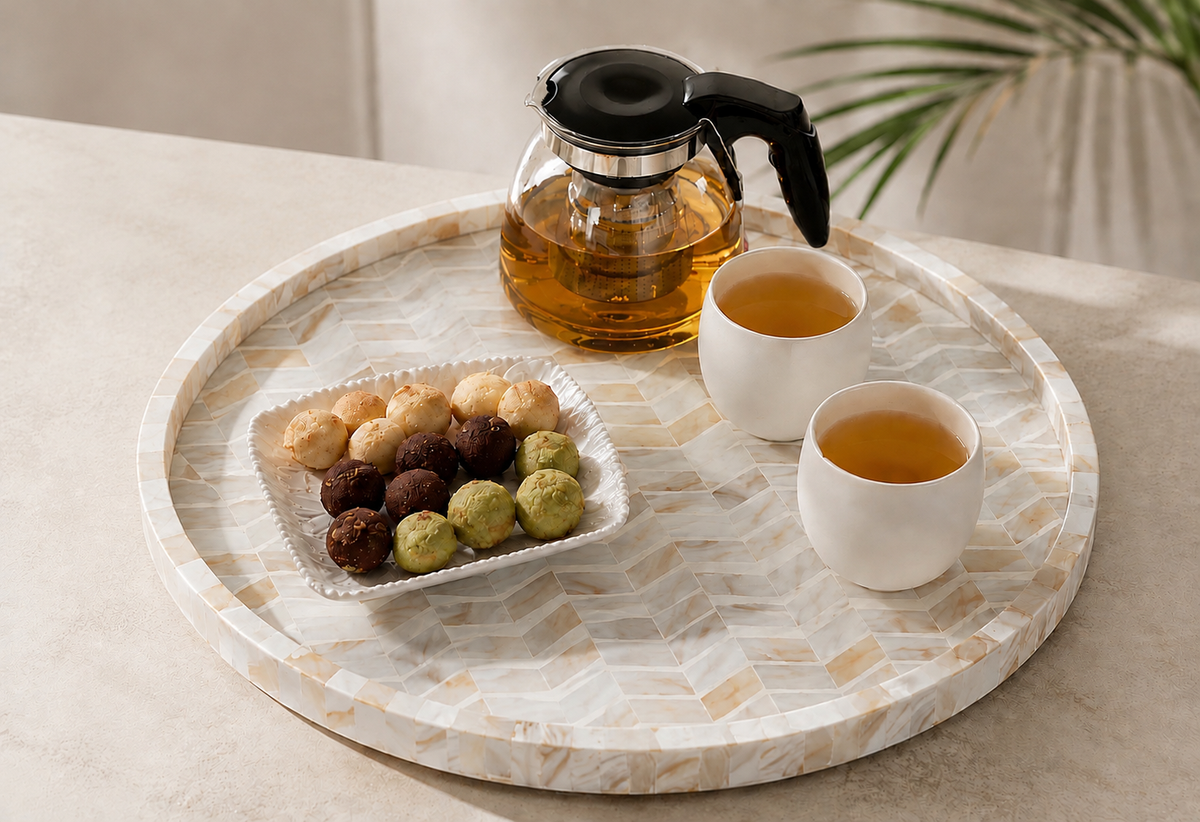 Tray, Platter, Mother of Pearl Inlay, Atoa