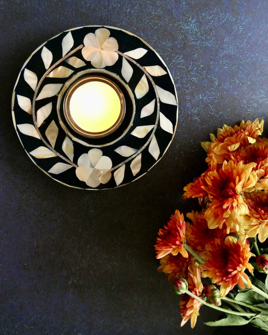 Tea Light Holders, Mother of Pearl inlay, Floral, Various