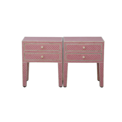 Furniture, Bone Inlay, Bed Side Table, Straits, Pink
