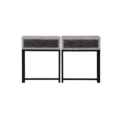Furniture, Bone Inlay, Bedside table, Straits, Black