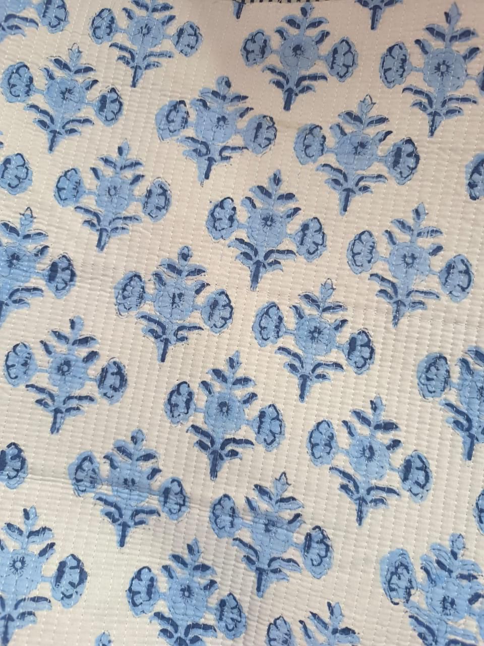 Cosmetic Bag, Floral, Blue on White