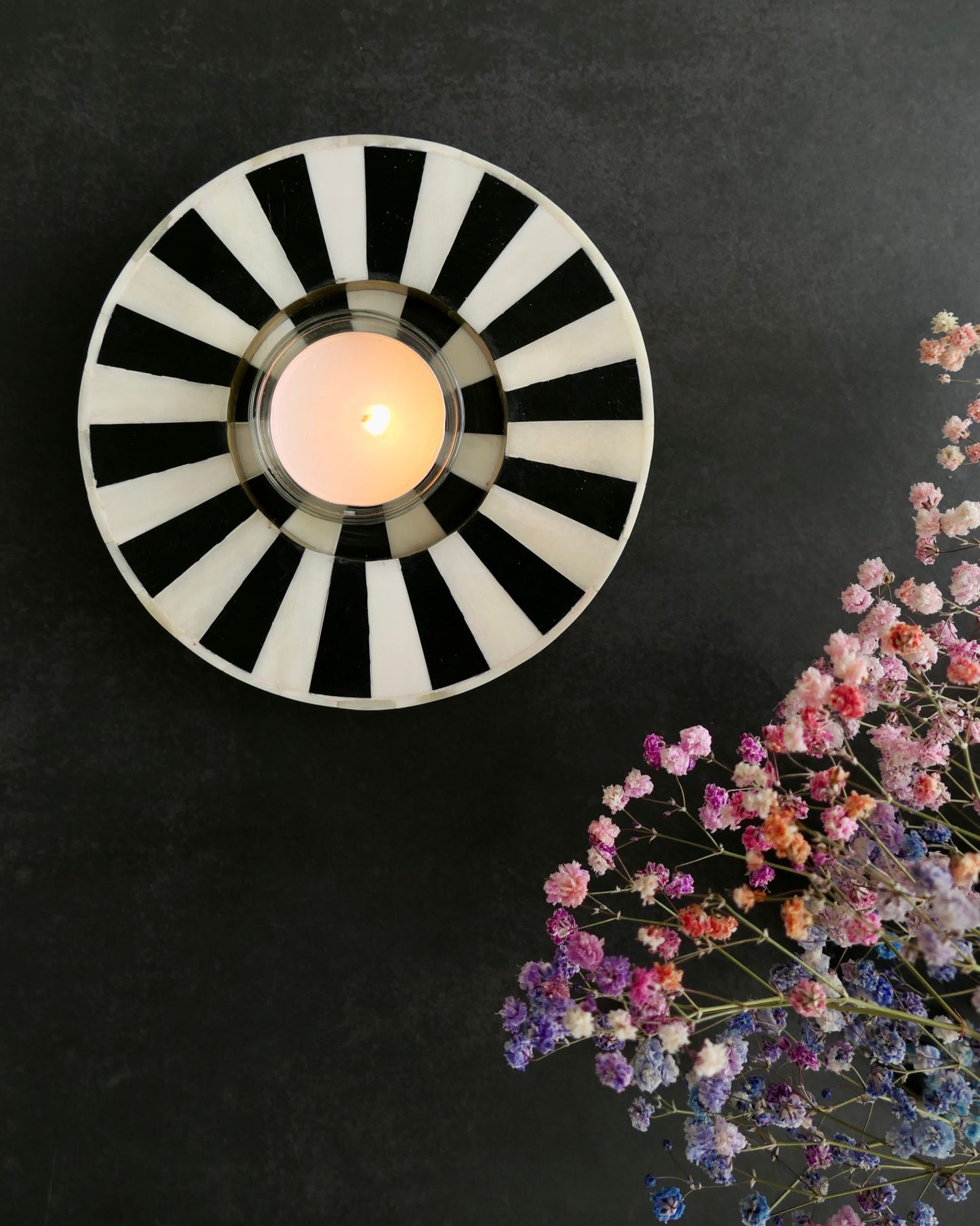 Tea Light Holders, Bone Inlay, Stripe, Various