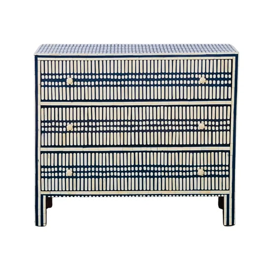blue bone inlay chest of drawers