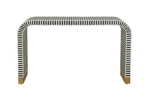 bone inlay console with waterfall edges jewel