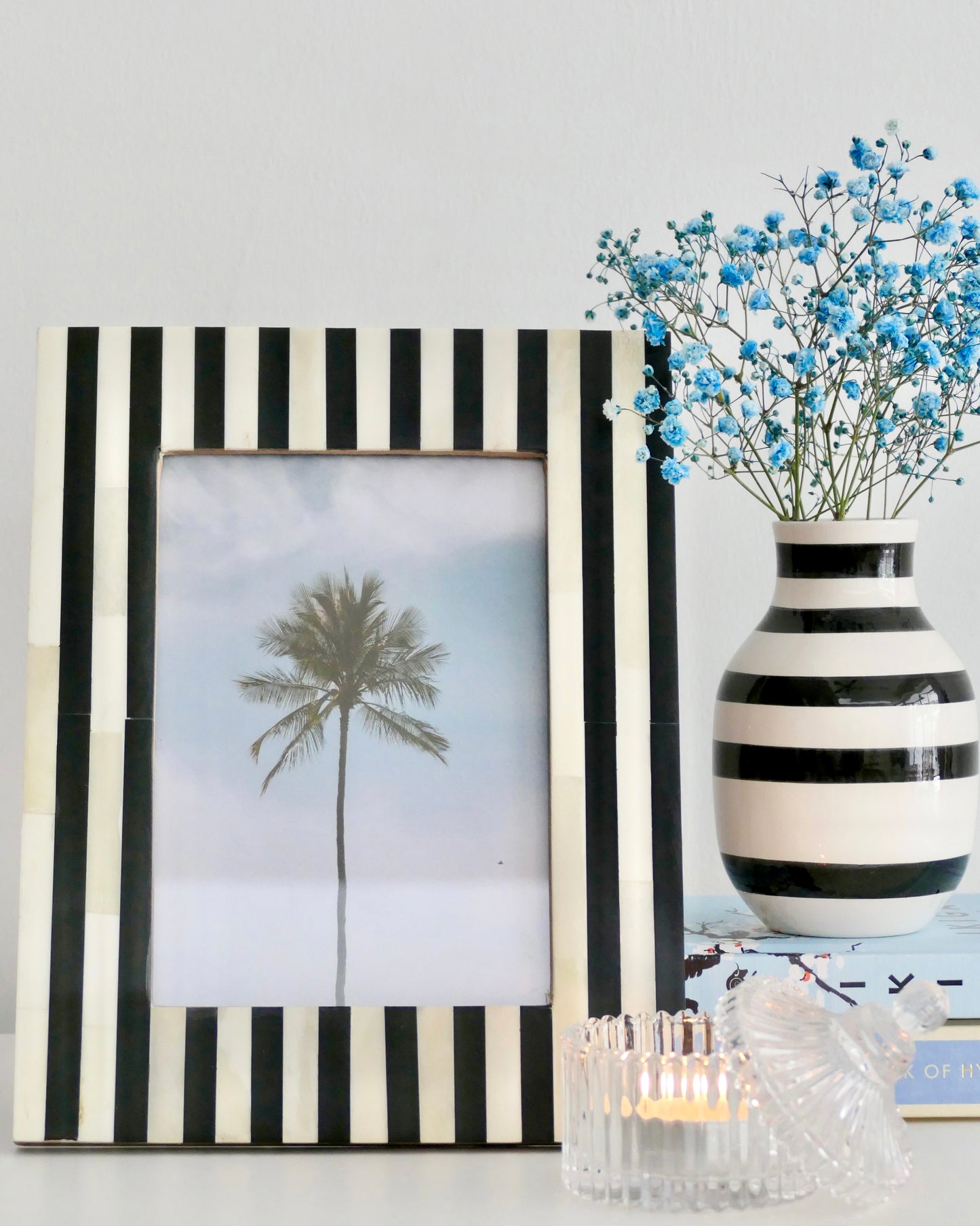 Photo Frame, Bone Inlay, Jewel, Black