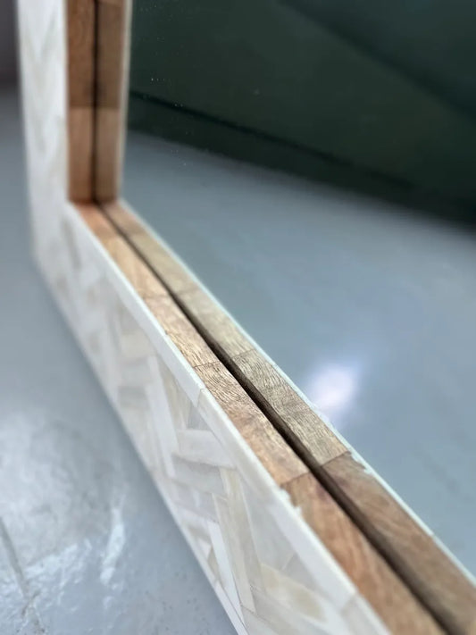 bone inlay herringbone mirror
