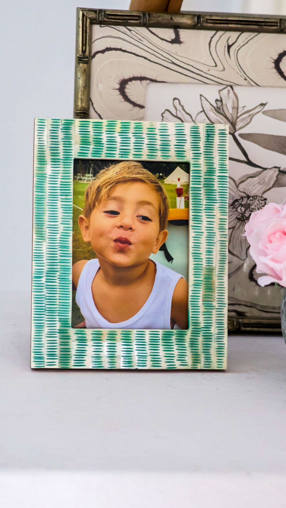 bone inlay photo frame dempsey aqua indent