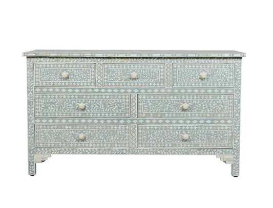 botanical double chest of drawers, bone inlay grey