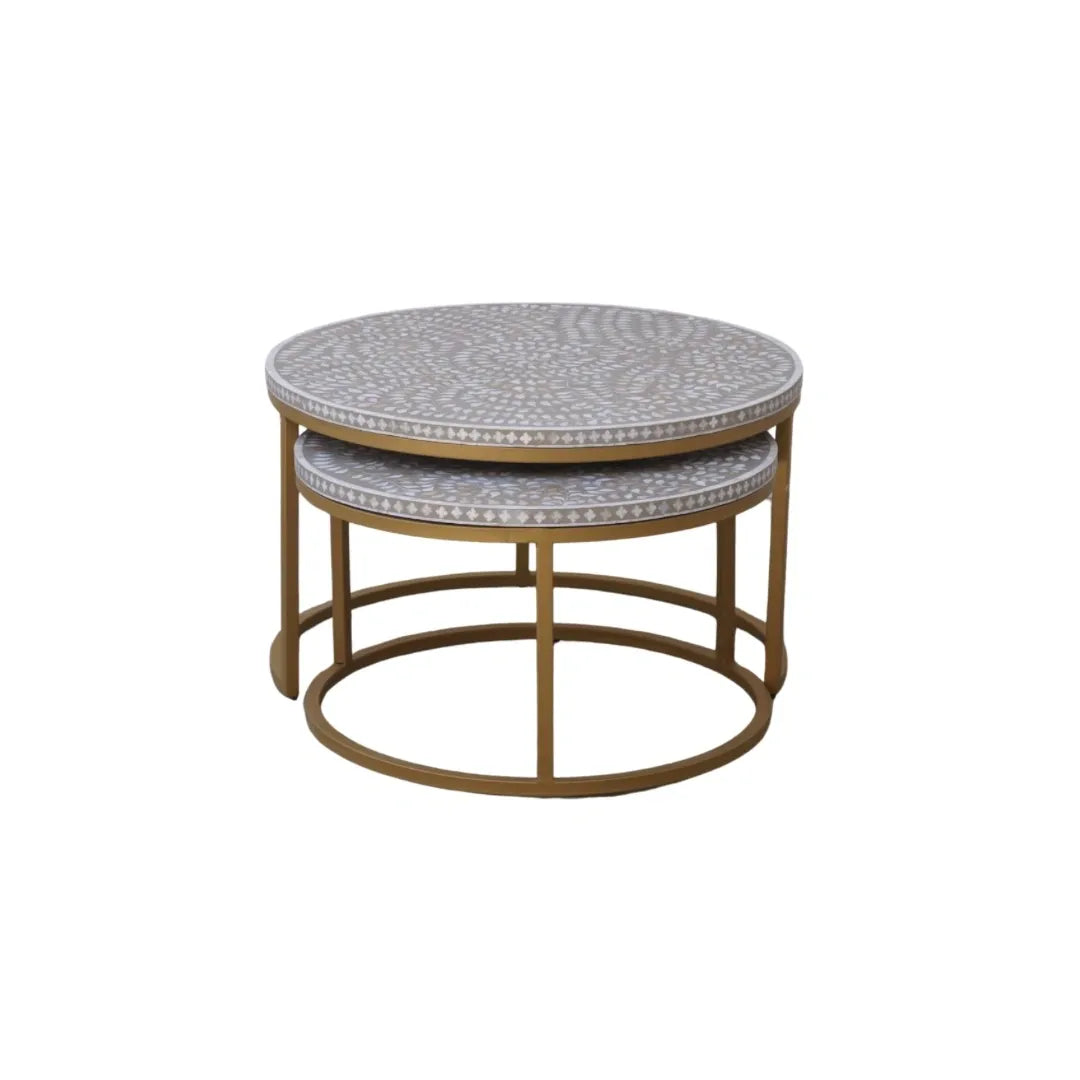 mother of pearl inlay nesting tables