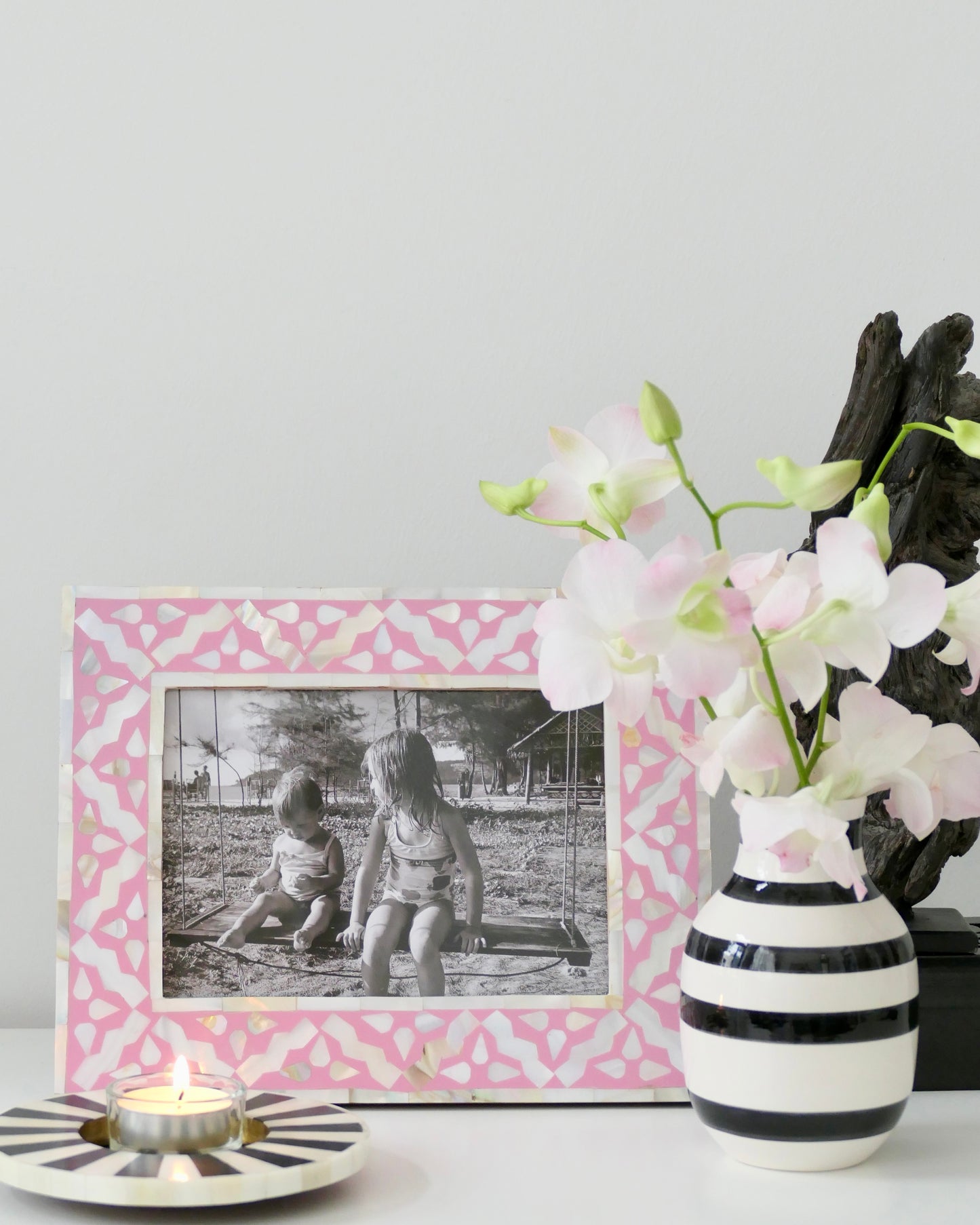 Photo Frame, Mother of Pearl Inlay, Kranji, Pink