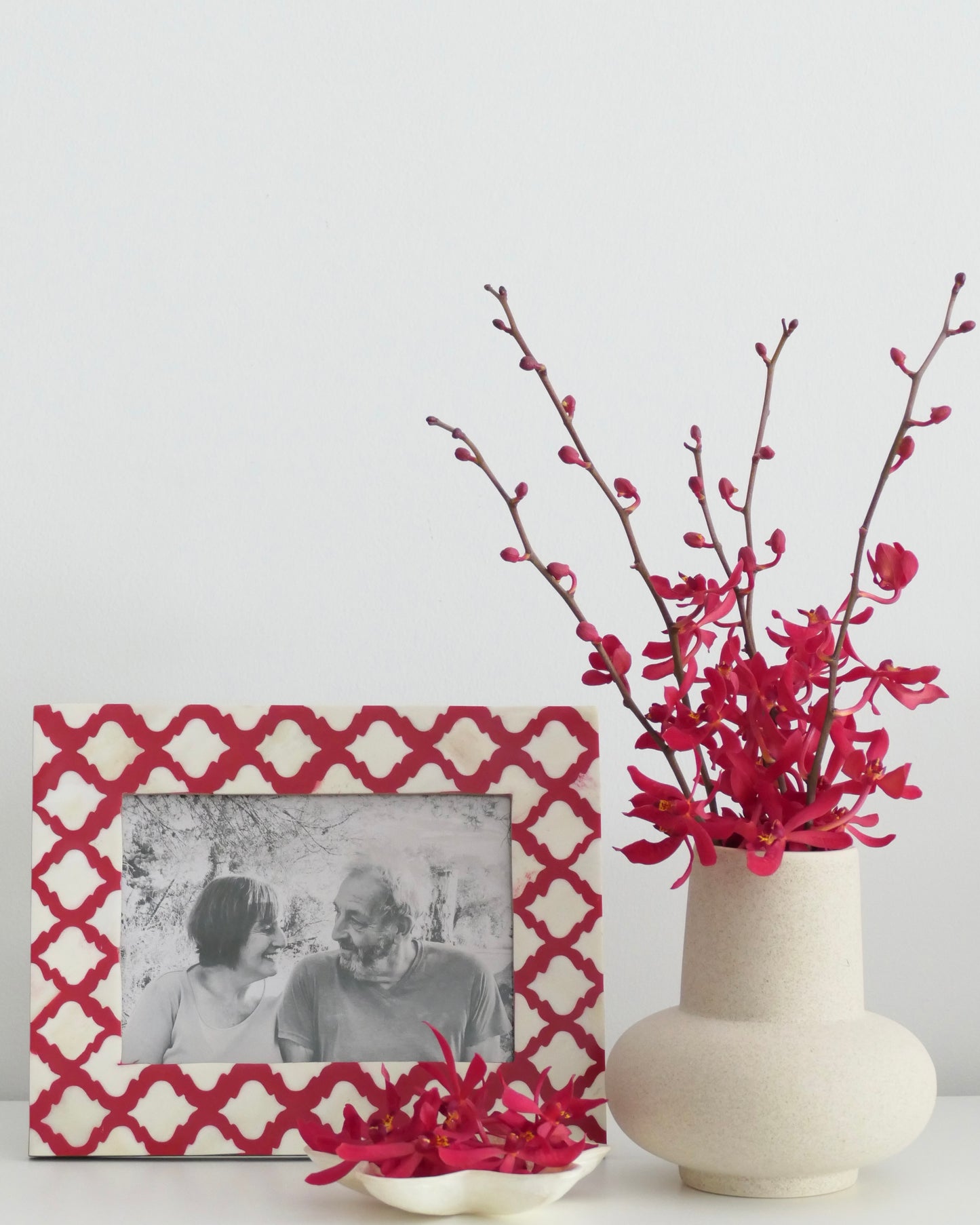 Photo Frame, Bone Inlay, Haji, Red