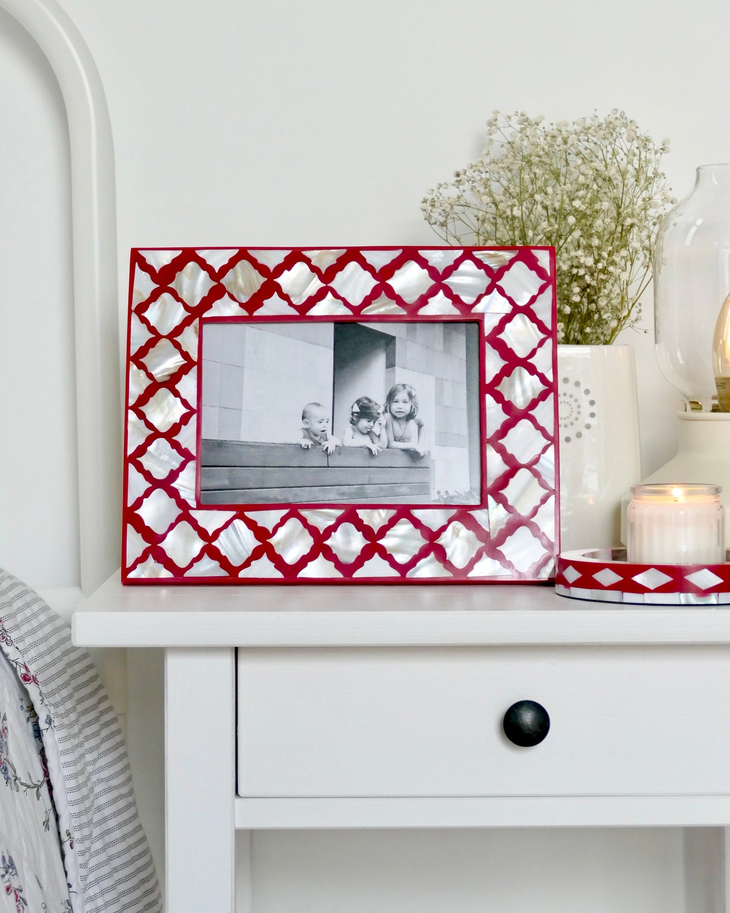 Photo Frame, Mother of Pearl Inlay, Haji, Red