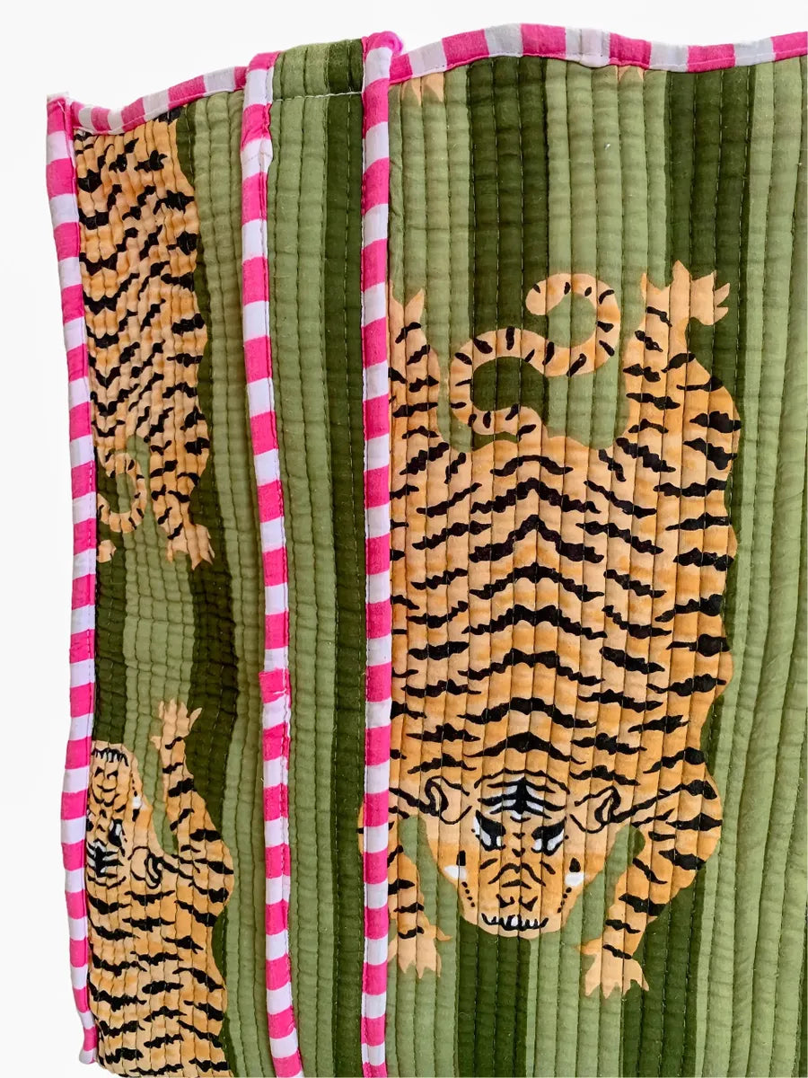Bag, Tote, Tiger Stripe, Green