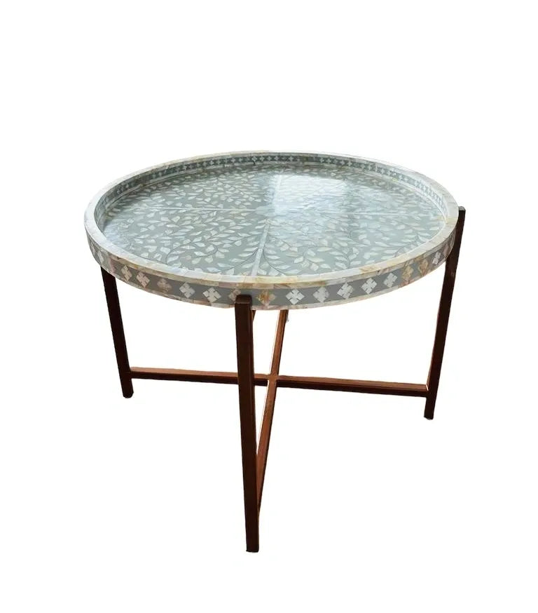 Furniture, Pre Order, Mother of Pearl Inlay, Coffee Table on Stand, Botanical