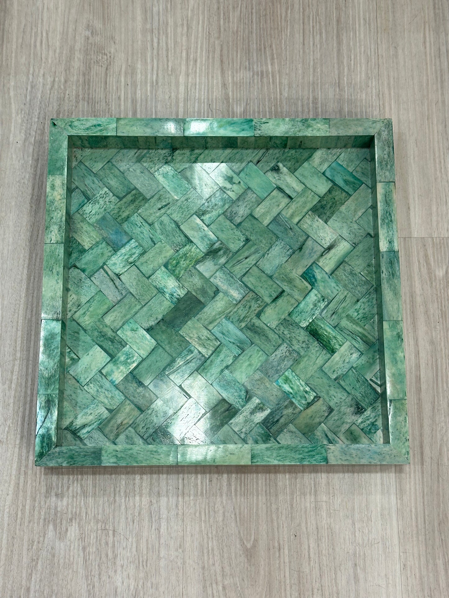 Tray, Square, Bone Inlay, Tanglin, Green