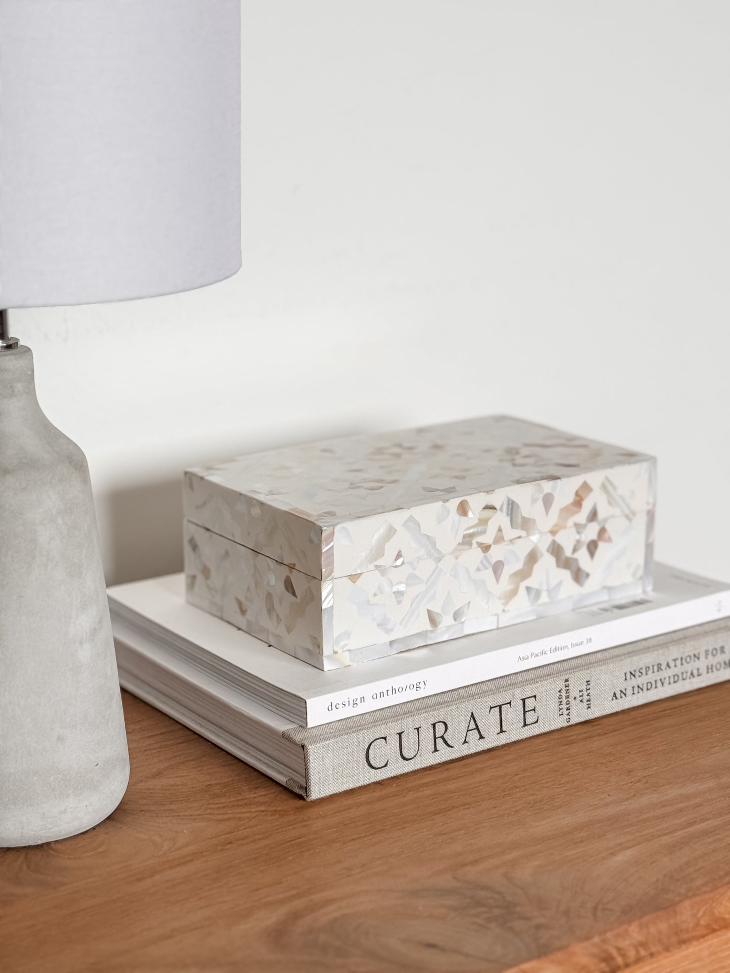 Keepsake Box Small, Mother of Pearl Inlay, Kranji, White