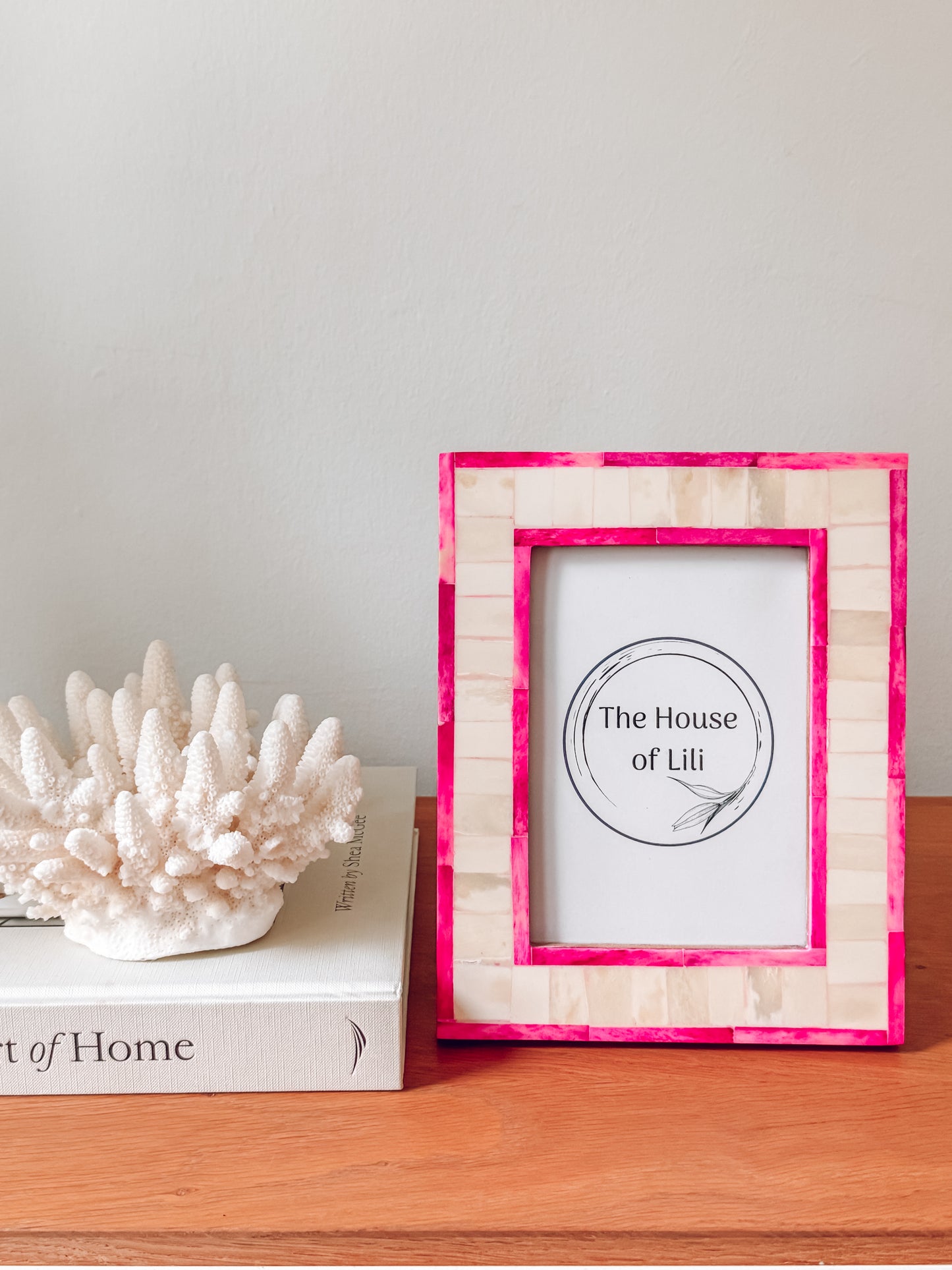 Photo Frame, Bone Inlay, East Coast, Pink