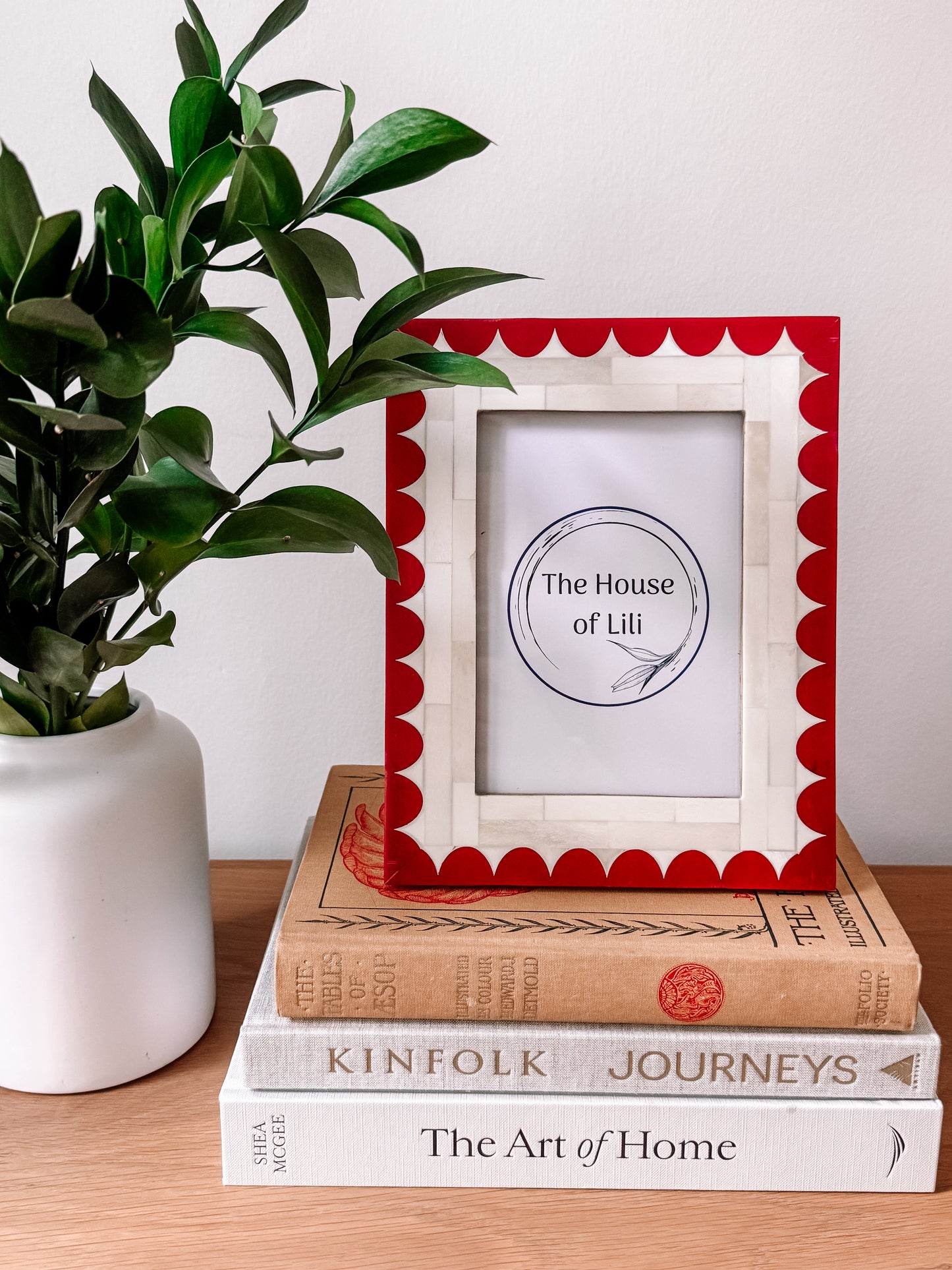 Photo Frame, Bone Inlay, Orchard, Red