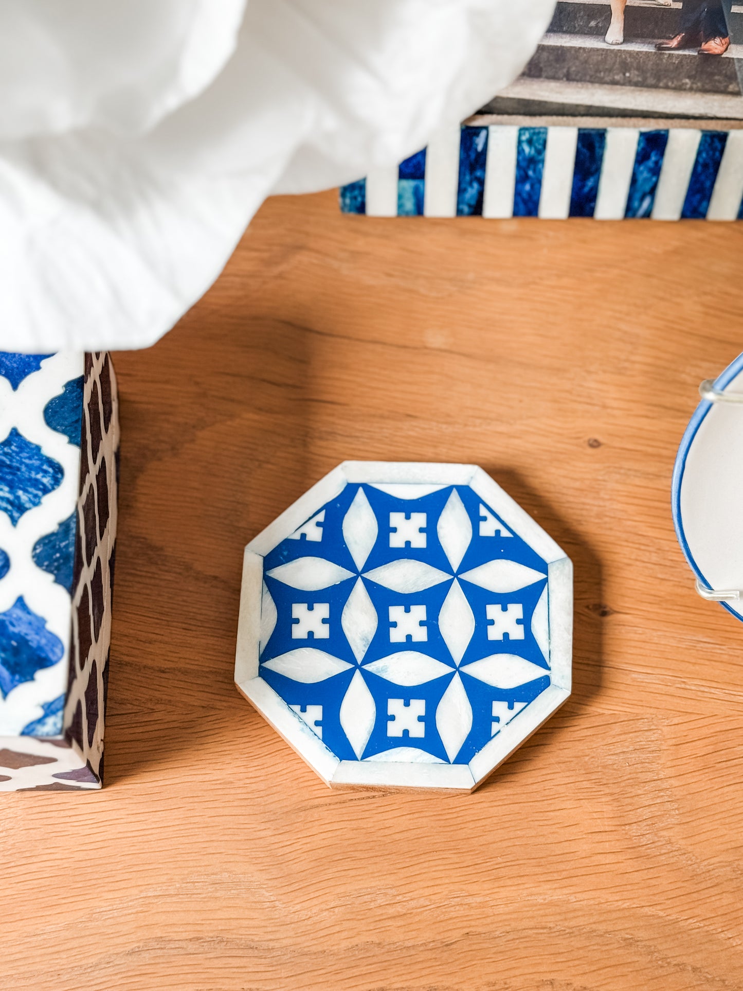 Coaster Individual, Bone Inlay, Bharu, Blue