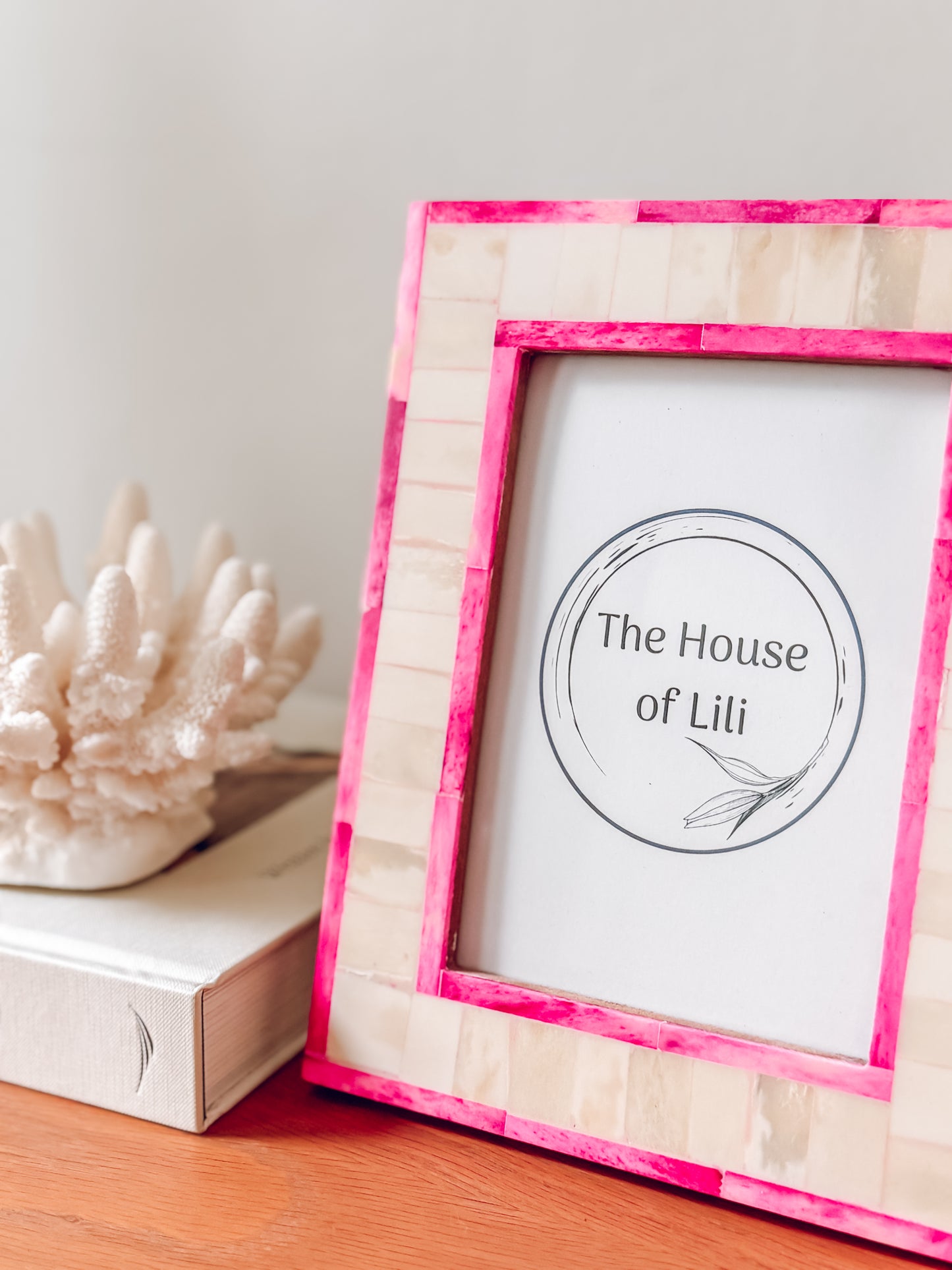 Photo Frame, Bone Inlay, East Coast, Pink