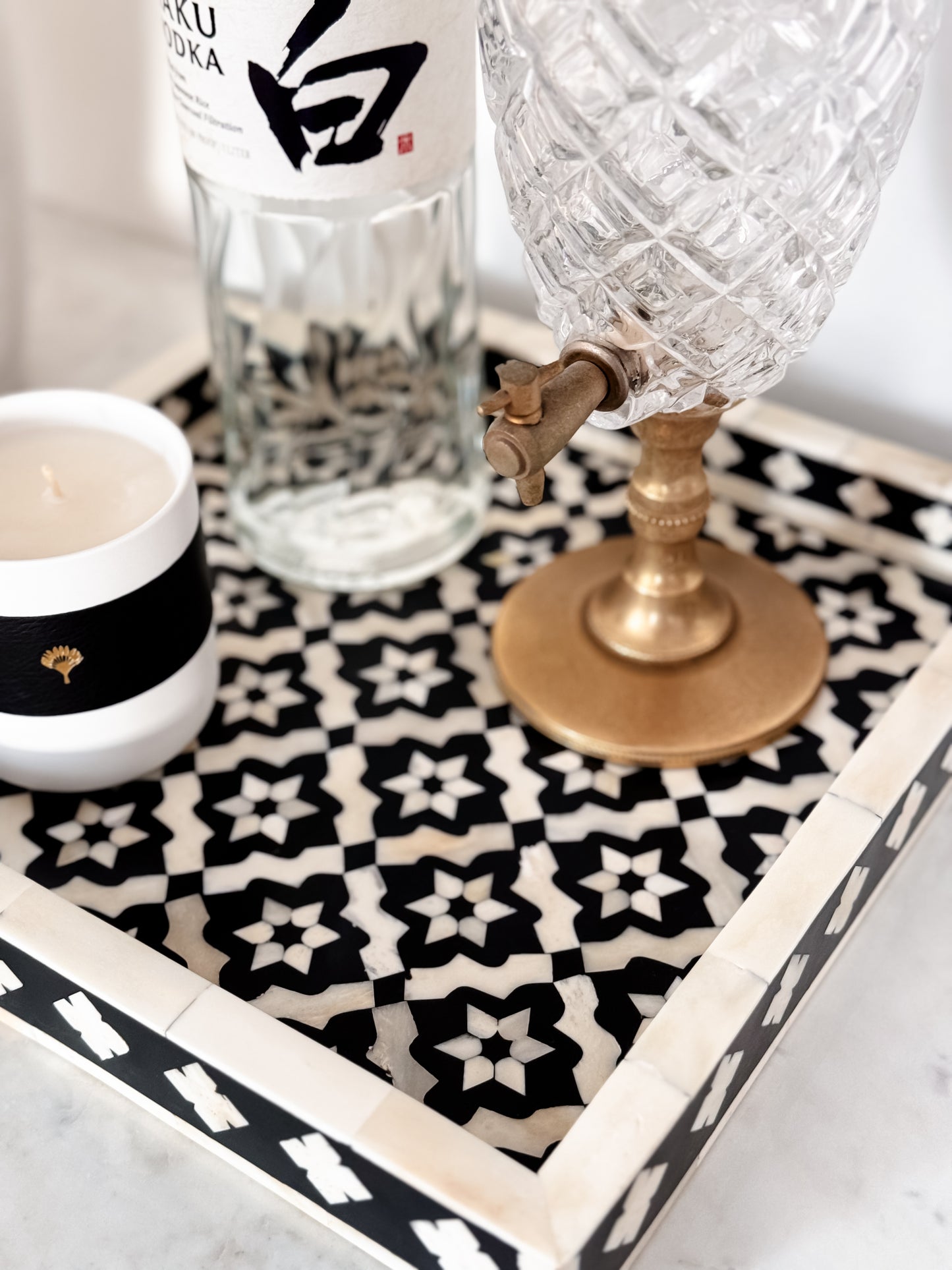 Tray, Square, Bone Inlay, Kranji, Black