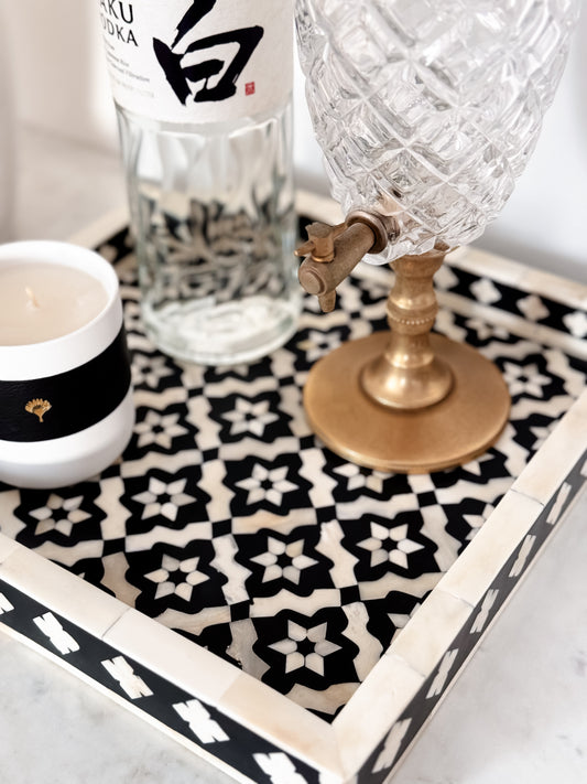 Tray, Square, Bone Inlay, Kranji, Black