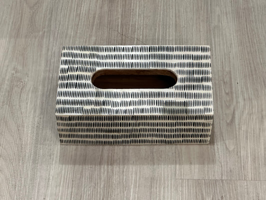 Tissue Box, Bone Inlay, Dempsey, Black