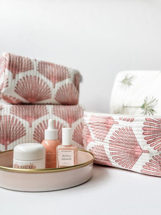 Cosmetic Bag, Leaf, Pink *ON PRE ORDER - STOCK EXPECTED 8.12.25*