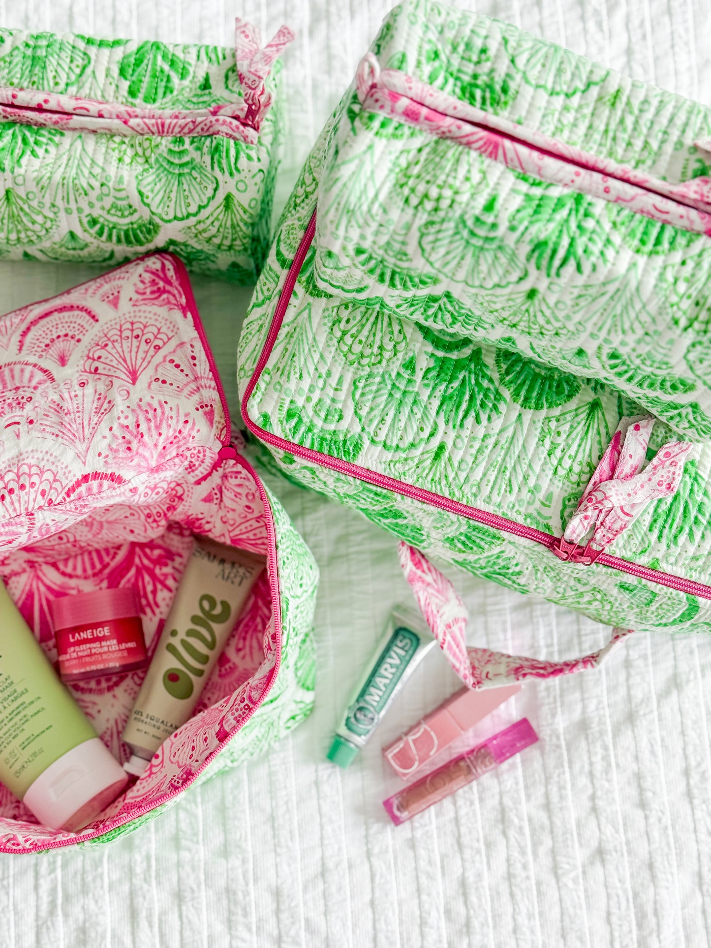 Cosmetic Bag, Shell, Green